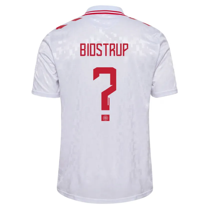 Danxen Hombre Camiseta Dinamarca Hjalte Bidstrup #0 Blanco 2ª Equipación 24-26 La Camisa