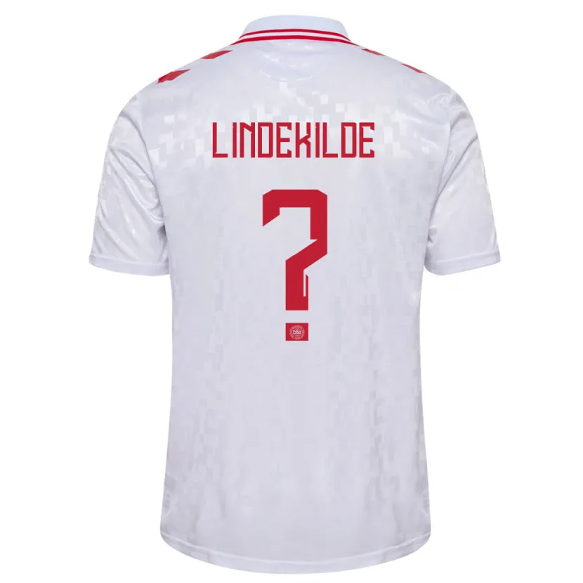 Danxen Hombre Camiseta Dinamarca Jonatan Lindekilde #0 Blanco 2ª Equipación 24-26 La Camisa