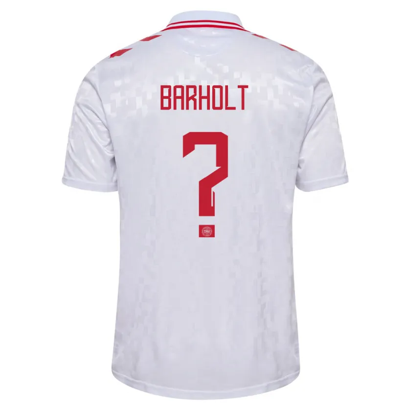 Danxen Hombre Camiseta Dinamarca Noah Barholt #0 Blanco 2ª Equipación 24-26 La Camisa