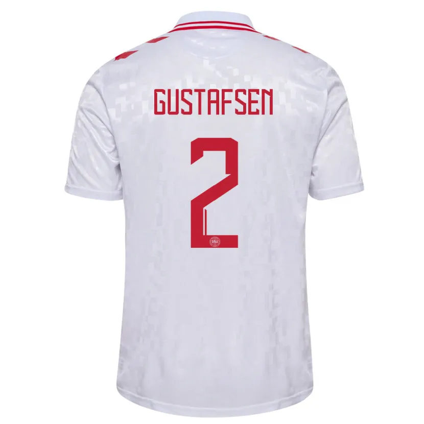 Danxen Hombre Camiseta Dinamarca Victor Gustafsen #2 Blanco 2ª Equipación 24-26 La Camisa