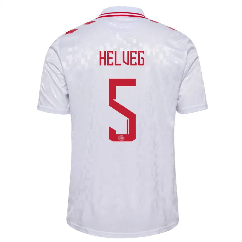 Danxen Hombre Camiseta Dinamarca Richard Helveg #5 Blanco 2ª Equipación 24-26 La Camisa