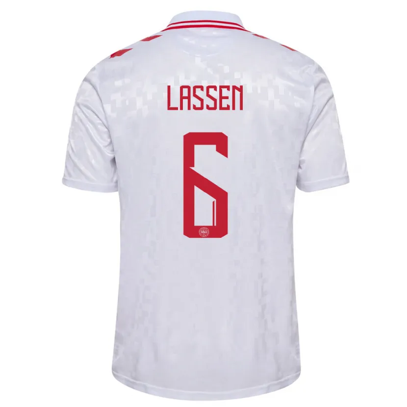 Danxen Hombre Camiseta Dinamarca Noah Lassen #6 Blanco 2ª Equipación 24-26 La Camisa
