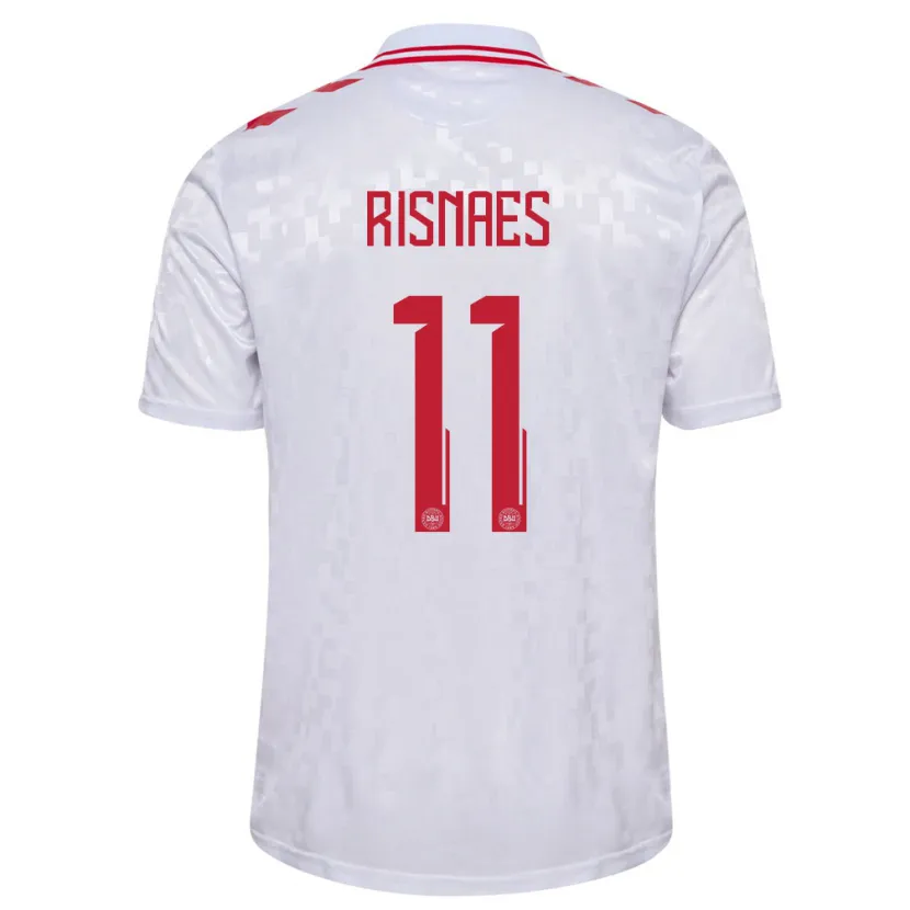 Danxen Hombre Camiseta Dinamarca Roberto Risnaes #11 Blanco 2ª Equipación 24-26 La Camisa