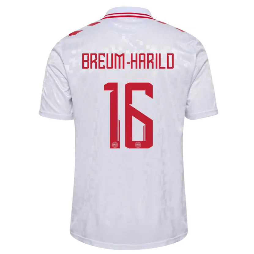 Danxen Hombre Camiseta Dinamarca Tobias Breum-Harild #16 Blanco 2ª Equipación 24-26 La Camisa