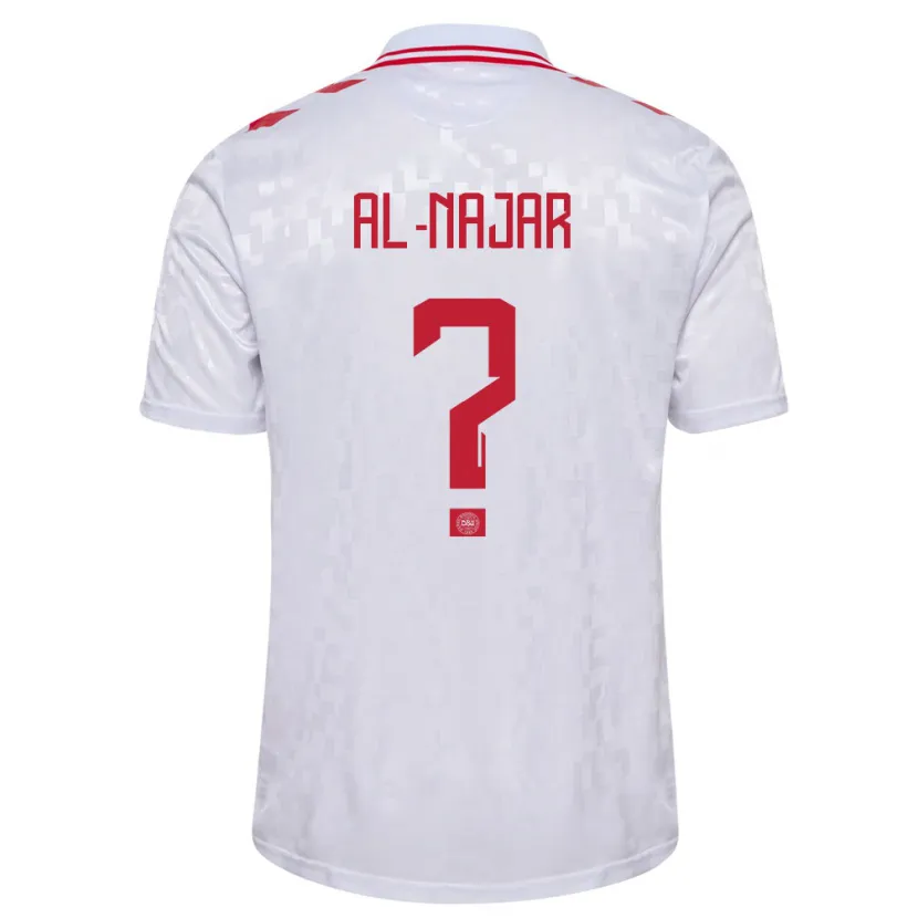 Danxen Hombre Camiseta Dinamarca Ali Al-Najar #0 Blanco 2ª Equipación 24-26 La Camisa