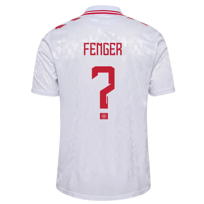 Danxen Hombre Camiseta Dinamarca Oskar Fenger #0 Blanco 2ª Equipación 24-26 La Camisa