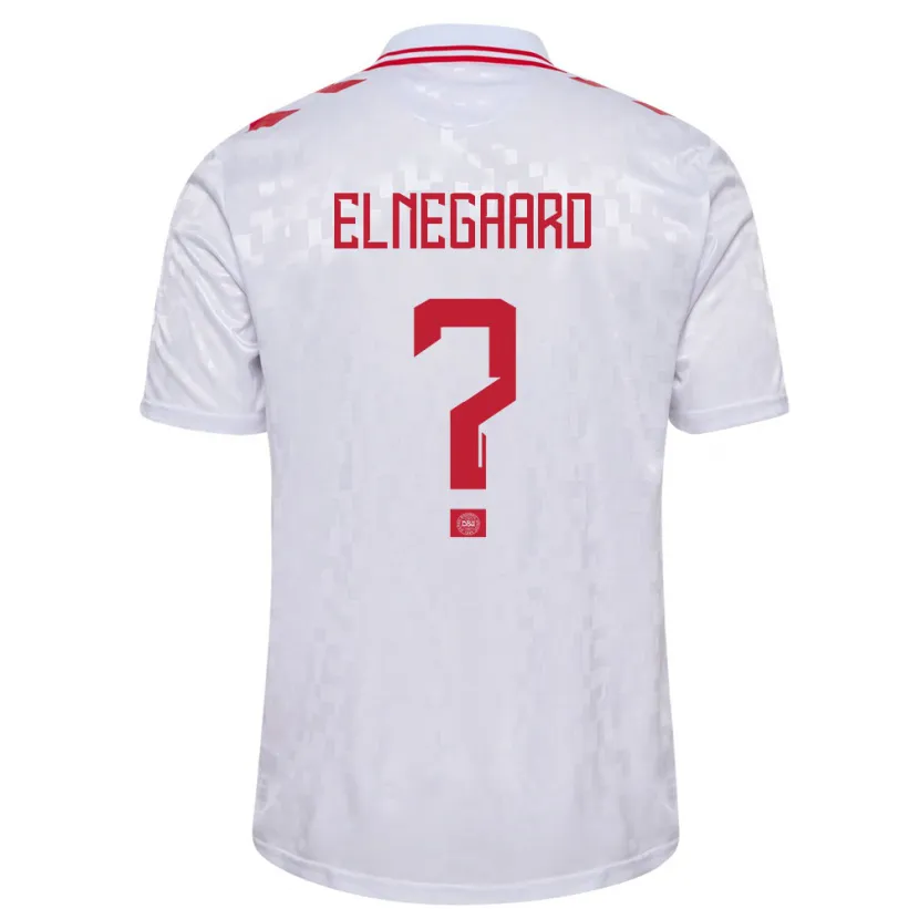 Danxen Hombre Camiseta Dinamarca Tobias Elnegaard #0 Blanco 2ª Equipación 24-26 La Camisa