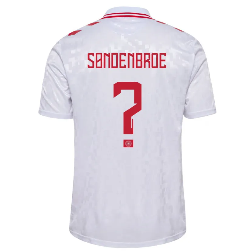 Danxen Hombre Camiseta Dinamarca Andreas Søndenbroe #0 Blanco 2ª Equipación 24-26 La Camisa