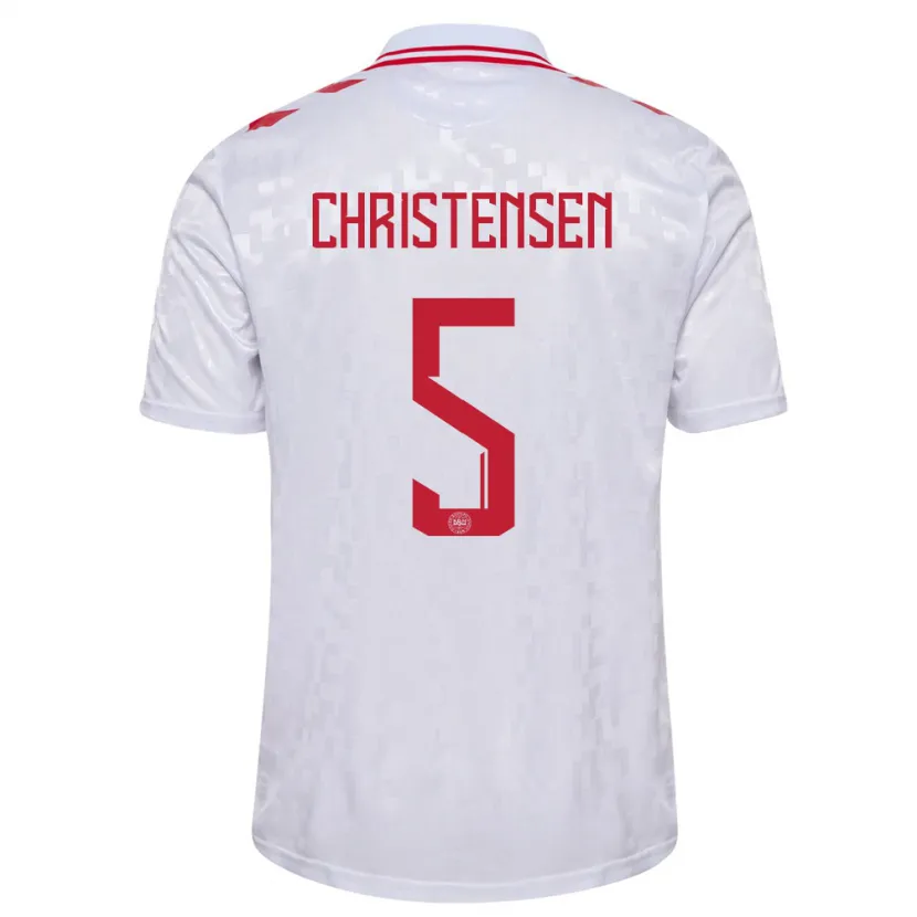 Danxen Hombre Camiseta Dinamarca Aske Christensen #5 Blanco 2ª Equipación 24-26 La Camisa
