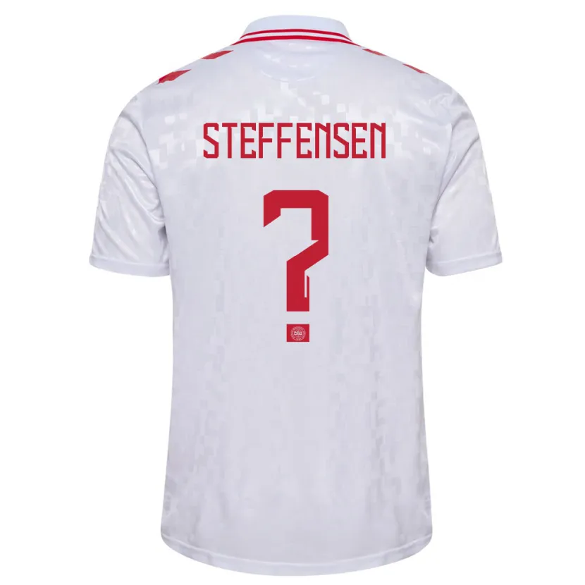 Danxen Hombre Camiseta Dinamarca Mark Steffensen #0 Blanco 2ª Equipación 24-26 La Camisa