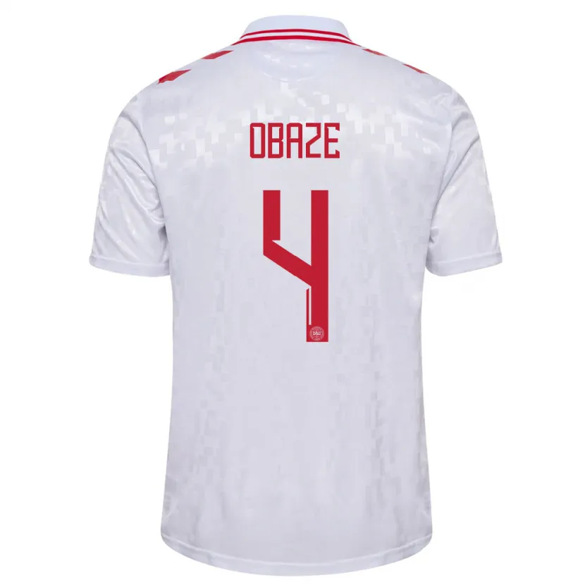 Danxen Hombre Camiseta Dinamarca Isabella Obaze #4 Blanco 2ª Equipación 24-26 La Camisa