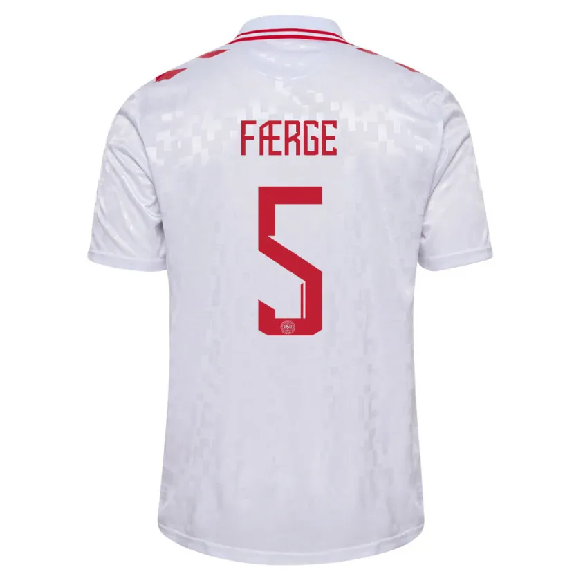 Danxen Hombre Camiseta Dinamarca Emma Færge #5 Blanco 2ª Equipación 24-26 La Camisa