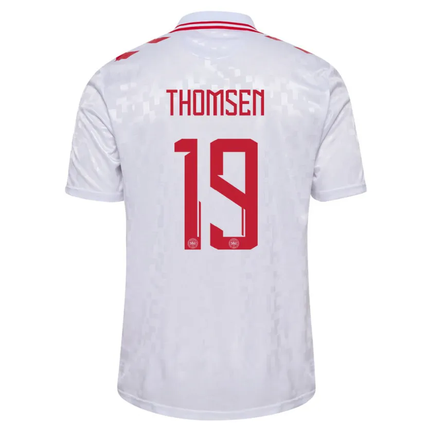 Danxen Hombre Camiseta Dinamarca Janni Thomsen #19 Blanco 2ª Equipación 24-26 La Camisa