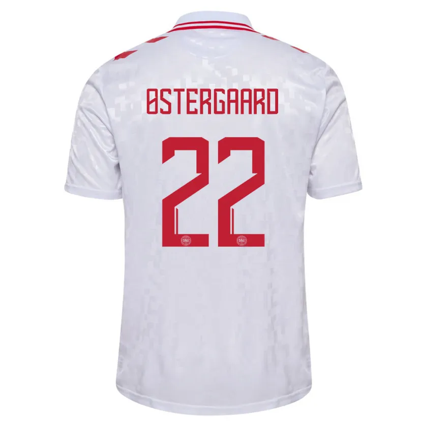 Danxen Hombre Camiseta Dinamarca Maja Bay Østergaard #22 Blanco 2ª Equipación 24-26 La Camisa
