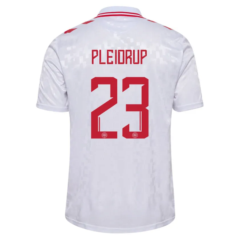 Danxen Hombre Camiseta Dinamarca Caroline Pleidrup #23 Blanco 2ª Equipación 24-26 La Camisa