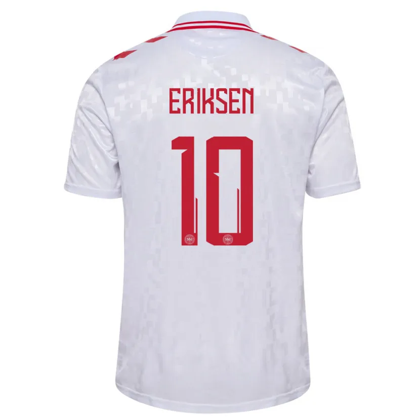 Danxen Hombre Camiseta Dinamarca Christian Eriksen #10 Blanco 2ª Equipación 24-26 La Camisa
