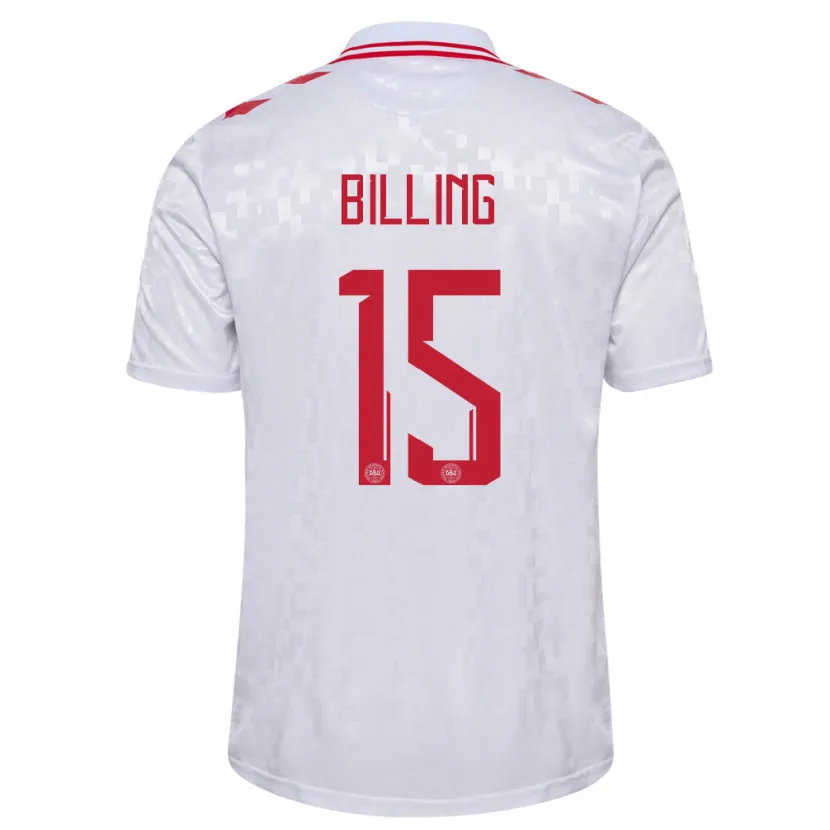 Danxen Hombre Camiseta Dinamarca Philip Billing #15 Blanco 2ª Equipación 24-26 La Camisa
