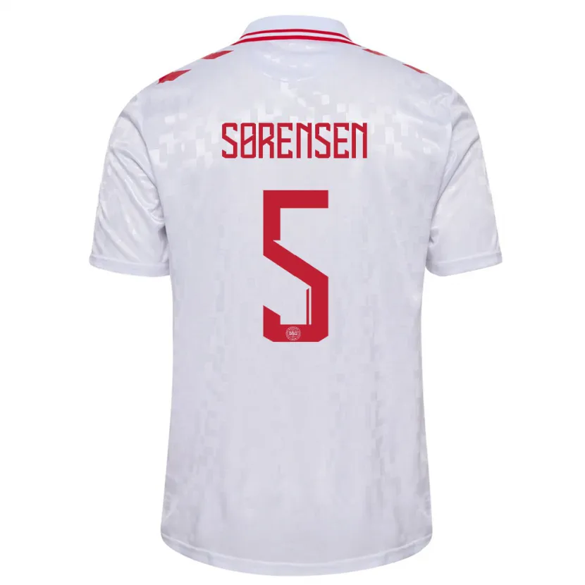 Danxen Hombre Camiseta Dinamarca Simone Boye Sorensen #5 Blanco 2ª Equipación 24-26 La Camisa