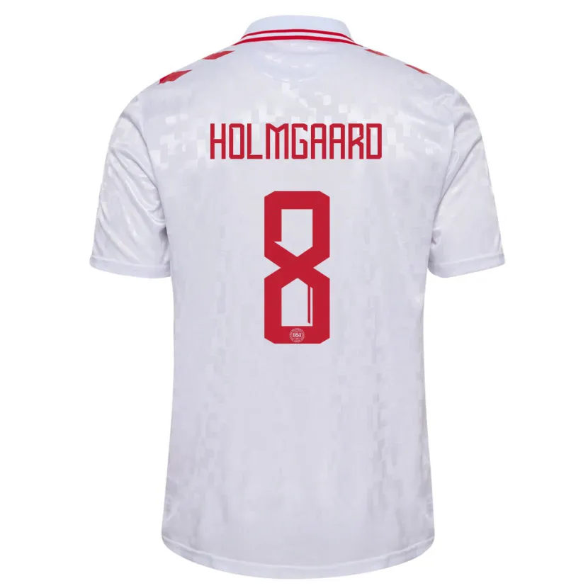 Danxen Hombre Camiseta Dinamarca Sara Holmgaard #8 Blanco 2ª Equipación 24-26 La Camisa