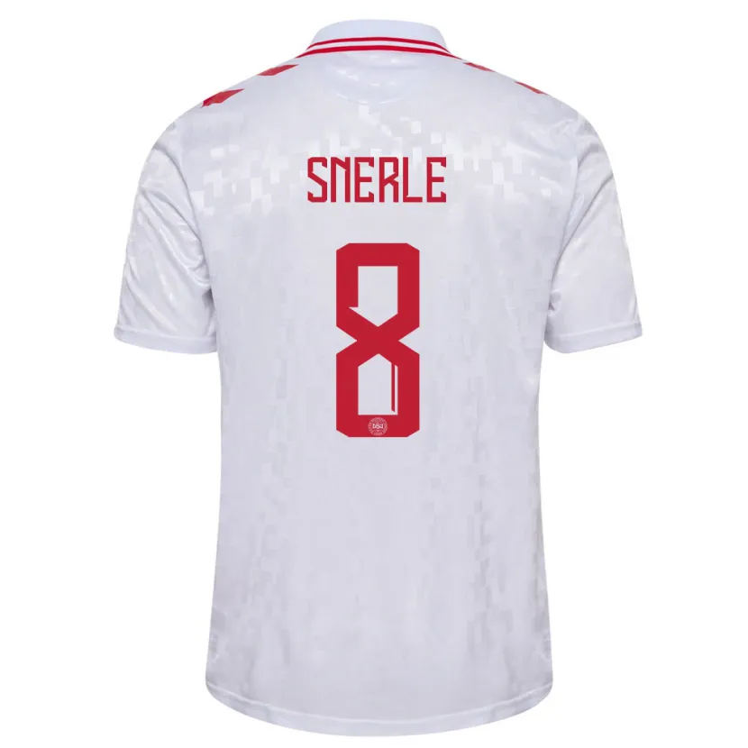 Danxen Hombre Camiseta Dinamarca Emma Snerle #8 Blanco 2ª Equipación 24-26 La Camisa