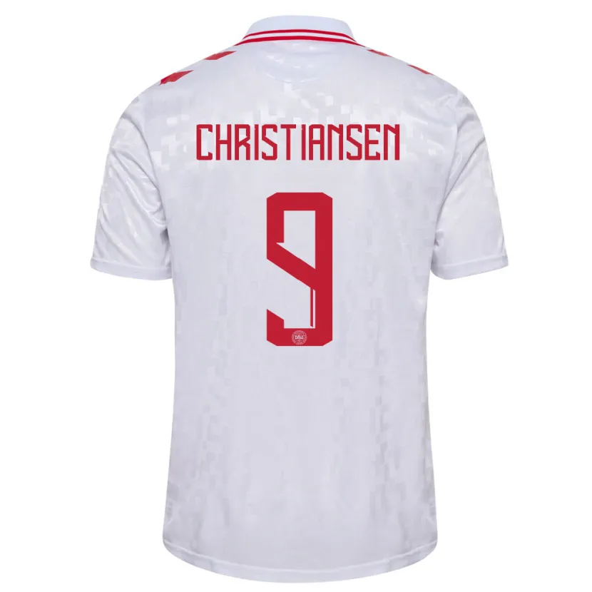 Danxen Hombre Camiseta Dinamarca Nanna Christiansen #9 Blanco 2ª Equipación 24-26 La Camisa