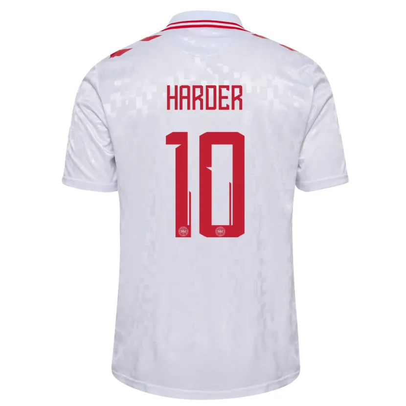 Danxen Hombre Camiseta Dinamarca Pernille Harder #10 Blanco 2ª Equipación 24-26 La Camisa