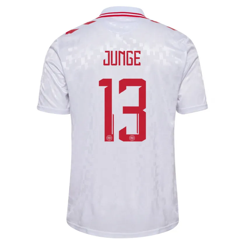 Danxen Hombre Camiseta Dinamarca Sofie Junge #13 Blanco 2ª Equipación 24-26 La Camisa