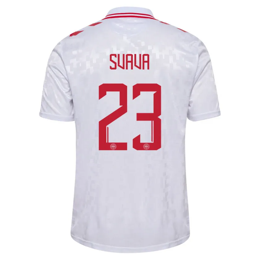 Danxen Hombre Camiseta Dinamarca Sofie Svava #23 Blanco 2ª Equipación 24-26 La Camisa