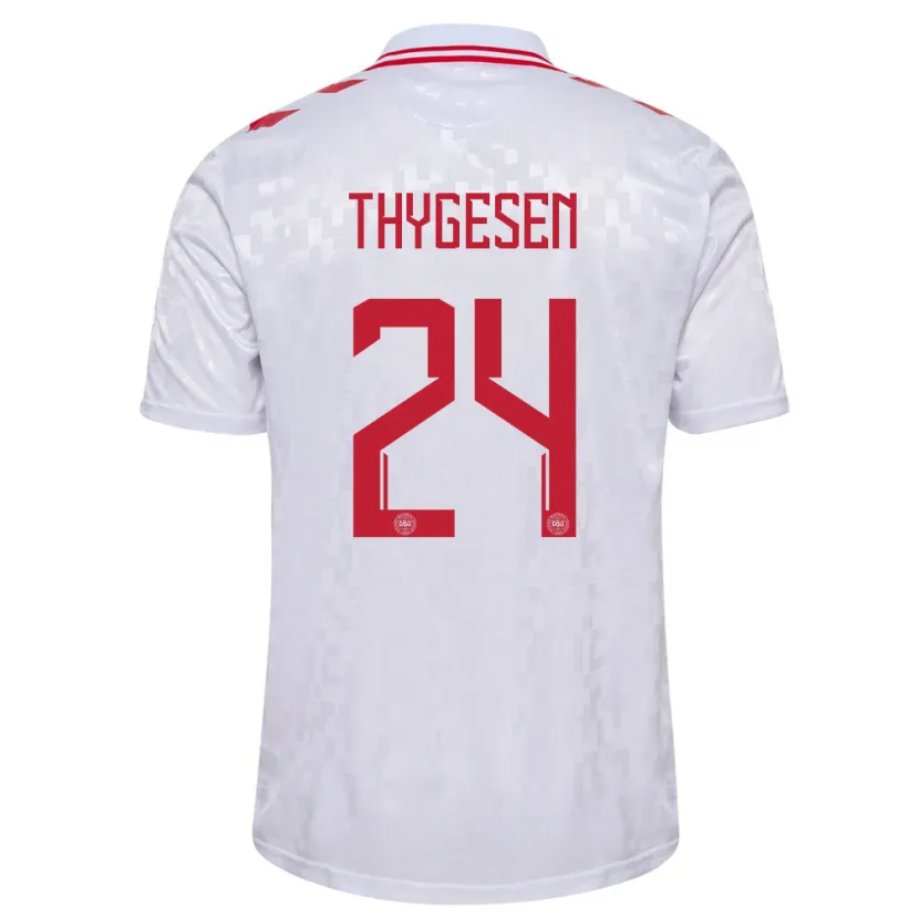 Danxen Hombre Camiseta Dinamarca Sarah Thygesen #24 Blanco 2ª Equipación 24-26 La Camisa