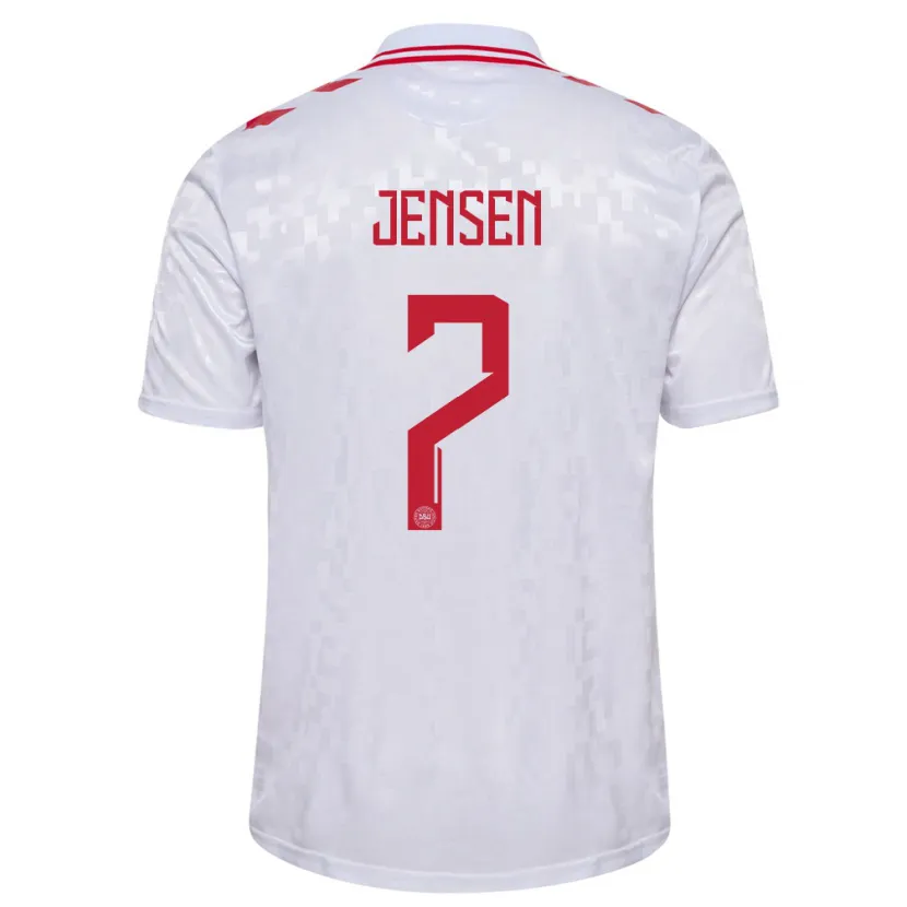 Danxen Hombre Camiseta Dinamarca Victor Jensen #7 Blanco 2ª Equipación 24-26 La Camisa