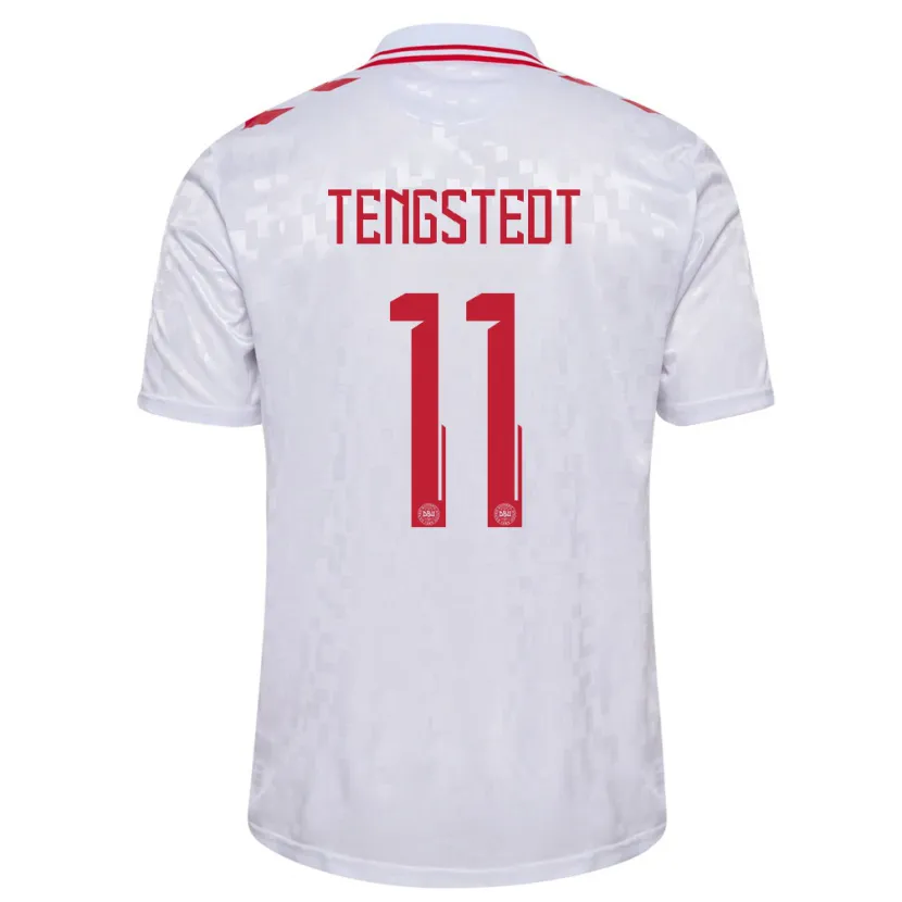 Danxen Hombre Camiseta Dinamarca Casper Tengstedt #11 Blanco 2ª Equipación 24-26 La Camisa
