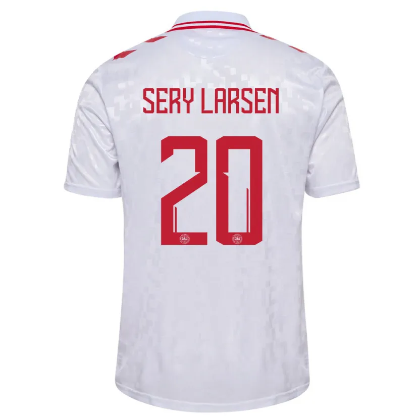 Danxen Hombre Camiseta Dinamarca Japhet Sery Larsen #20 Blanco 2ª Equipación 24-26 La Camisa