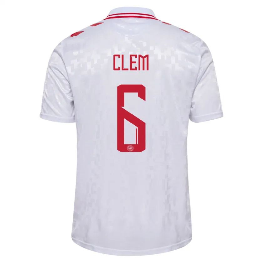 Danxen Hombre Camiseta Dinamarca William Clem #6 Blanco 2ª Equipación 24-26 La Camisa
