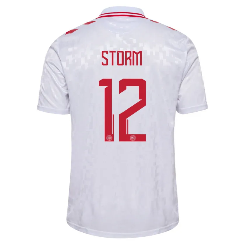 Danxen Hombre Camiseta Dinamarca Tobias Storm #12 Blanco 2ª Equipación 24-26 La Camisa