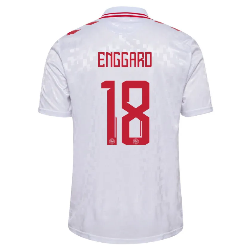 Danxen Hombre Camiseta Dinamarca Mads Enggard #18 Blanco 2ª Equipación 24-26 La Camisa