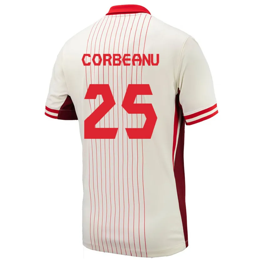 Danxen Hombre Camiseta Canadá Theo Corbeanu #25 Blanco 2ª Equipación 24-26 La Camisa
