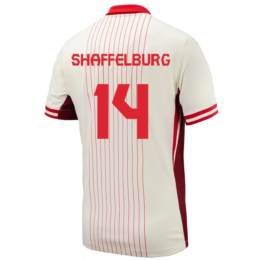 Danxen Hombre Camiseta Canadá Jacob Shaffelburg #14 Blanco 2ª Equipación 24-26 La Camisa