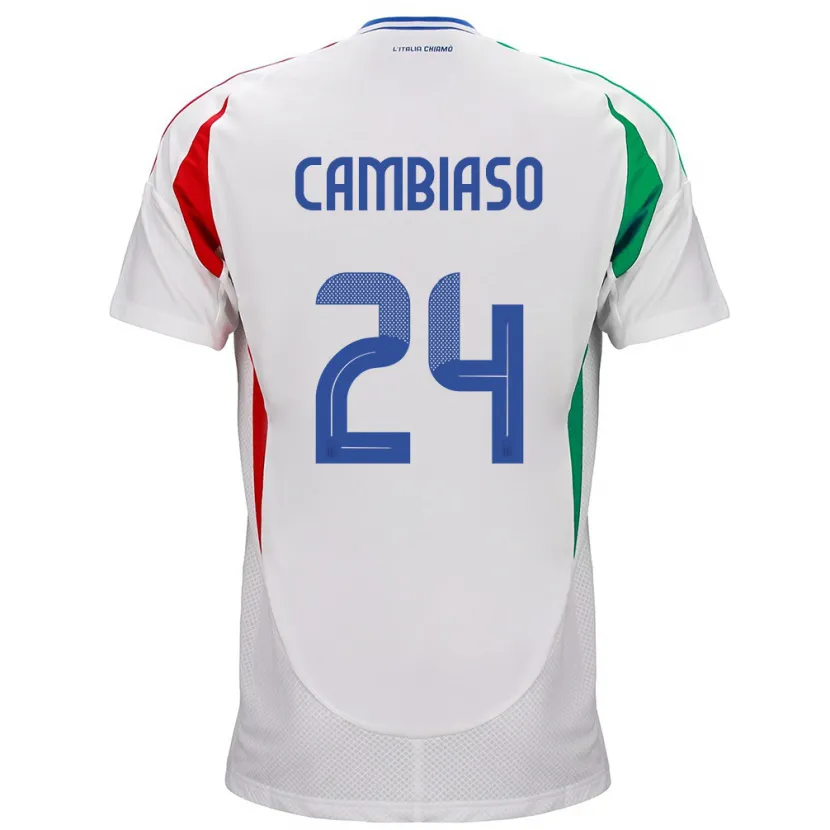 Danxen Hombre Camiseta Italia Andrea Cambiaso #24 Blanco 2ª Equipación 24-26 La Camisa