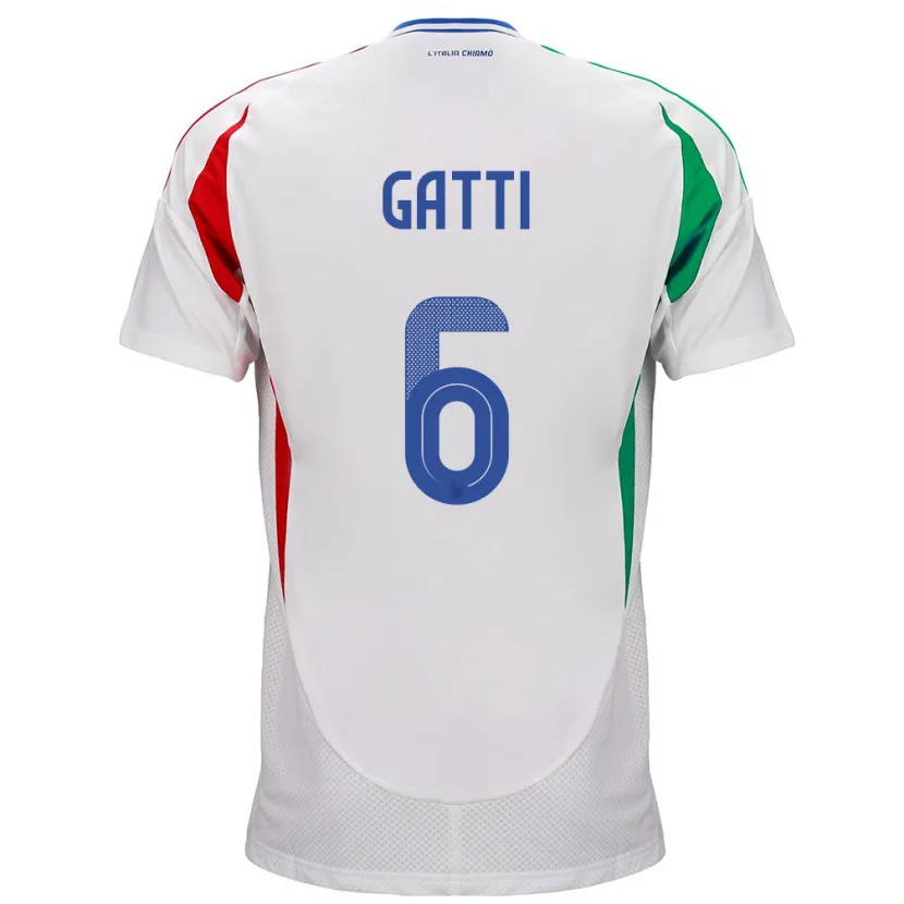 Danxen Hombre Camiseta Italia Federico Gatti #6 Blanco 2ª Equipación 24-26 La Camisa