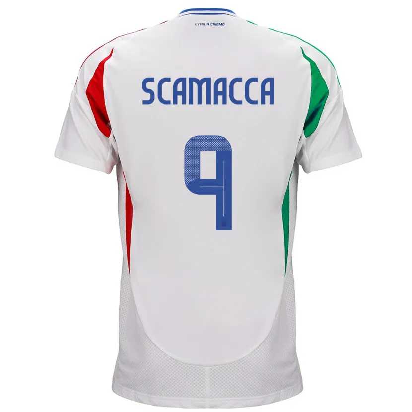 Danxen Hombre Camiseta Italia Gianluca Scamacca #9 Blanco 2ª Equipación 24-26 La Camisa