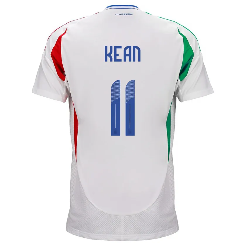 Danxen Hombre Camiseta Italia Moise Kean #11 Blanco 2ª Equipación 24-26 La Camisa