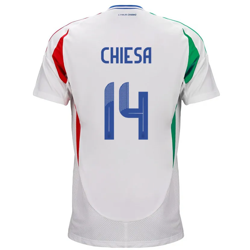 Danxen Hombre Camiseta Italia Federico Chiesa #14 Blanco 2ª Equipación 24-26 La Camisa