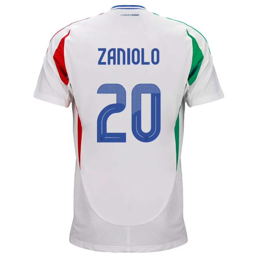 Danxen Hombre Camiseta Italia Nicolò Zaniolo #20 Blanco 2ª Equipación 24-26 La Camisa