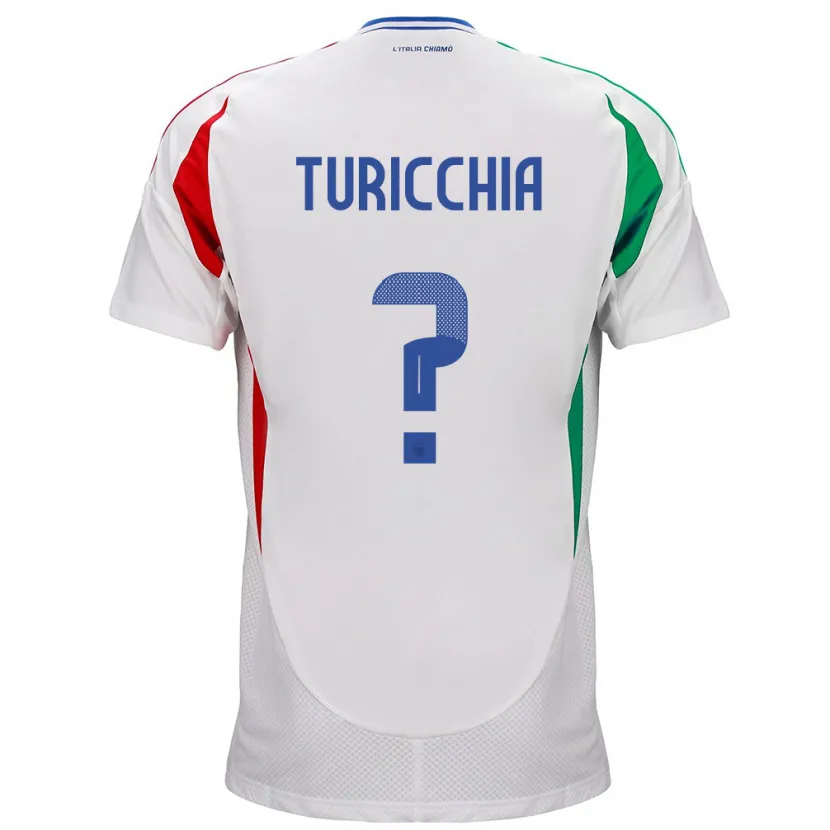 Danxen Hombre Camiseta Italia Riccardo Turicchia #0 Blanco 2ª Equipación 24-26 La Camisa