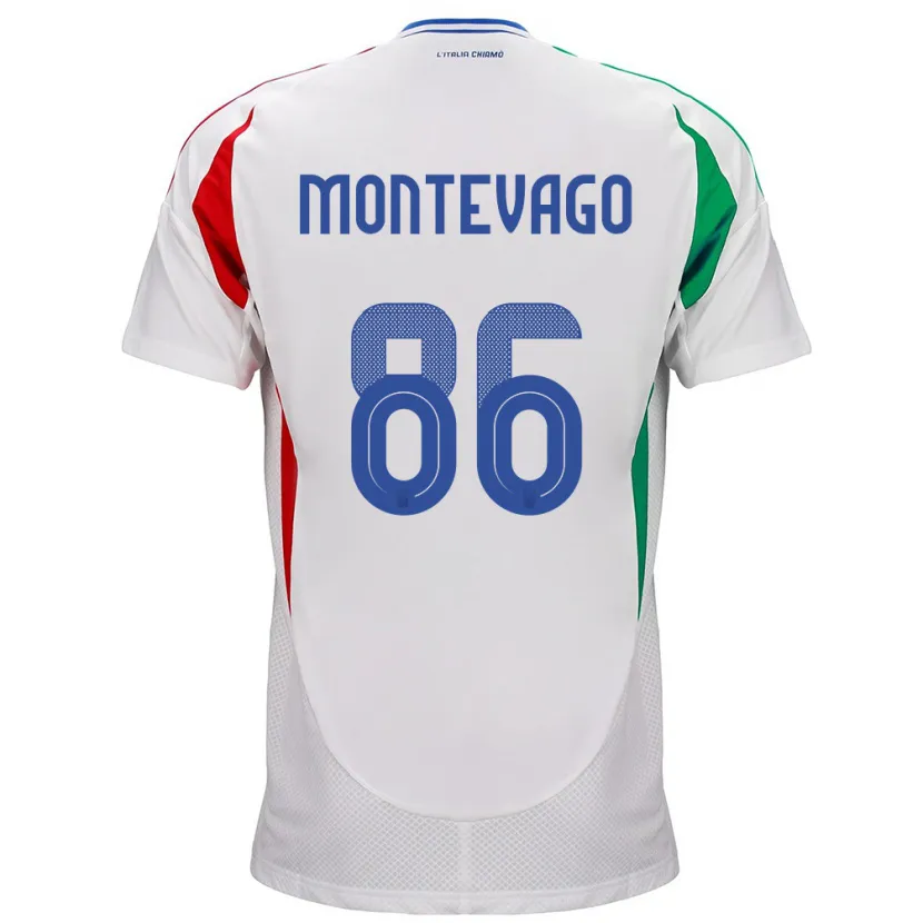 Danxen Hombre Camiseta Italia Daniele Montevago #86 Blanco 2ª Equipación 24-26 La Camisa