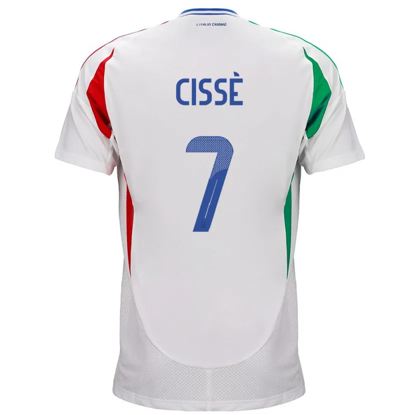 Danxen Hombre Camiseta Italia Alphadjo Cissè #7 Blanco 2ª Equipación 24-26 La Camisa