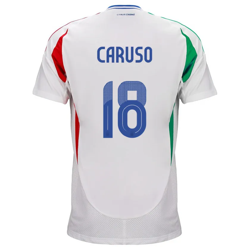 Danxen Hombre Camiseta Italia Arianna Caruso #18 Blanco 2ª Equipación 24-26 La Camisa