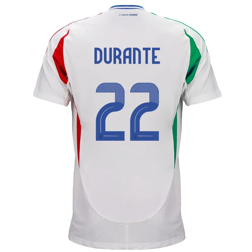 Danxen Hombre Camiseta Italia Francesca Durante #22 Blanco 2ª Equipación 24-26 La Camisa
