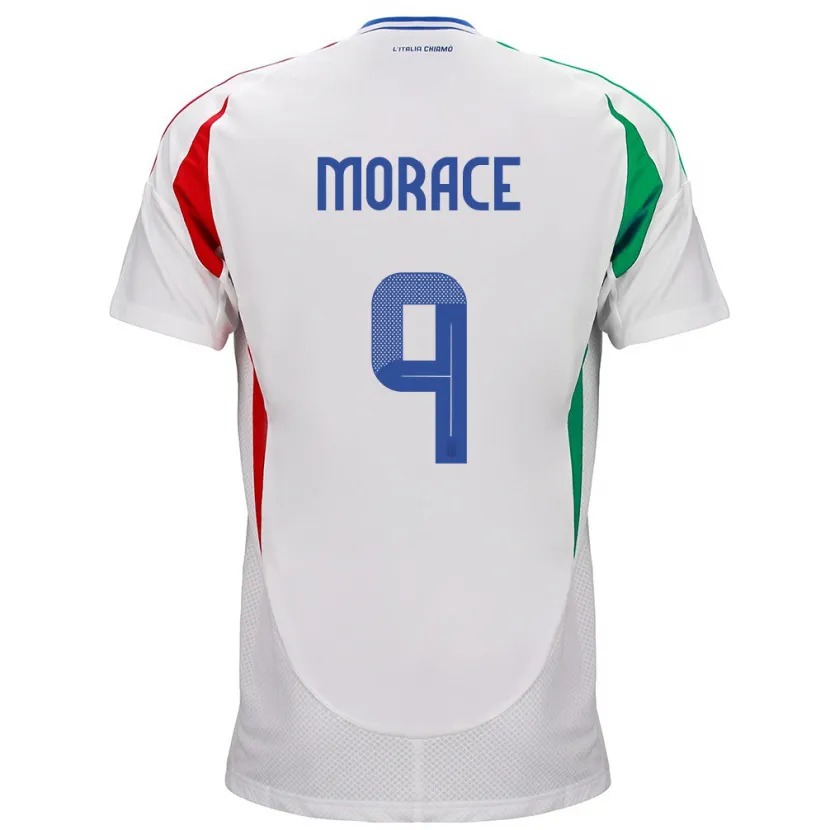 Danxen Hombre Camiseta Italia Carolina Morace #9 Blanco 2ª Equipación 24-26 La Camisa
