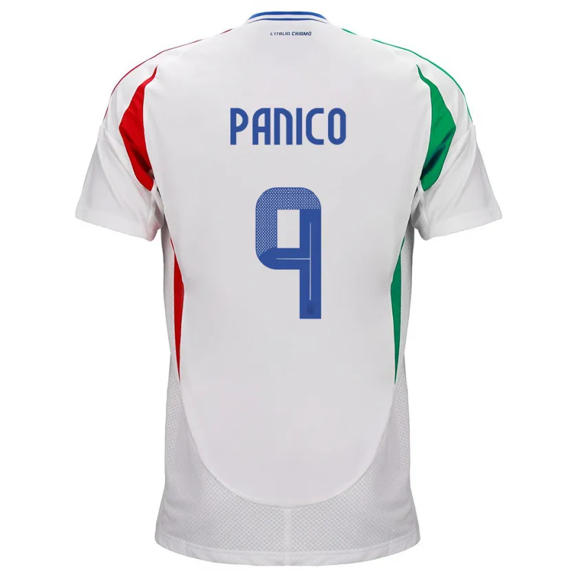 Danxen Hombre Camiseta Italia Patrizia Panico #9 Blanco 2ª Equipación 24-26 La Camisa